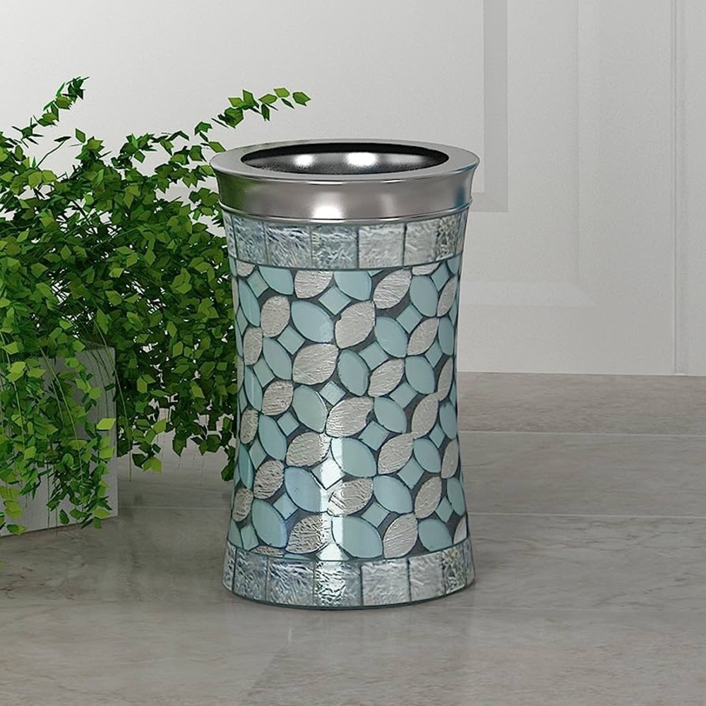 nu steel Sea Foam Tumbler & Makeup Brush Organiser in Aqua Blue/Silver Glass